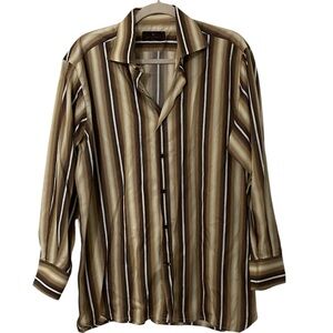 ETRO Italy Men's Brown Striped Button Down Shirt 42
